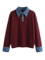 Lina-Denim Collar Knit