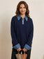 Lina-Denim Collar Knit