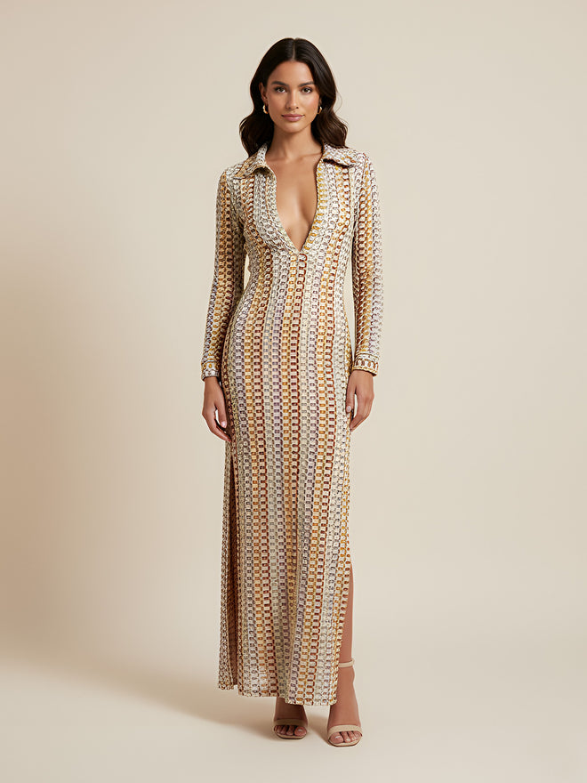 Mira-Crochet Maxi Dress
