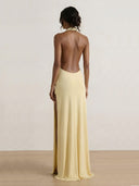 Lia-Lemon Halter Gown - Vessita