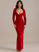 Lena-Velvet Maxi Dress