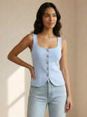 Lina-Button Knit Top