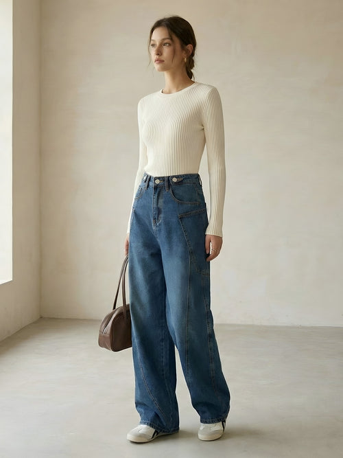 Nora-Cargo Wide Jeans