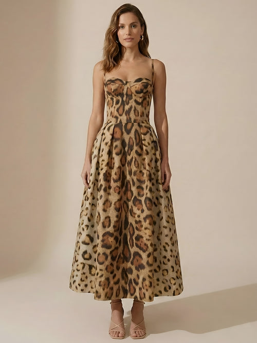 Esme-Animal Midi Dress - Vessita