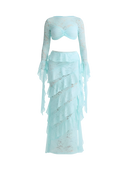 Noor-Aqua Glow Lace Set