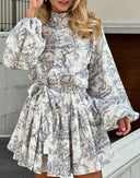 RENÉE-Vintage Print Dress