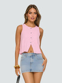 Adele-Knit Button Top