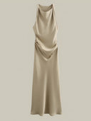 Lyra-Satin Cowl Dress
