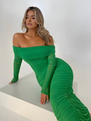 Nora-Mesh Midi Dress