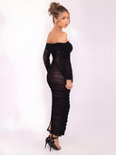 Nora-Mesh Midi Dress