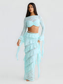 Noor-Aqua Glow Lace Set