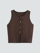 Adele-Knit Button Top