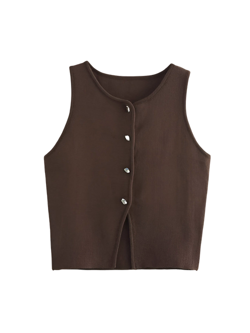 Adele-Knit Button Top