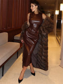 MEERA-Brown Sculpt Gown