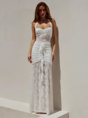 Mila-Ruched Mesh Dress
