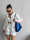 Zoya-Blue Zip Short Set