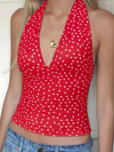 Mila-Gingham Halter Top