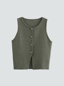 Adele-Knit Button Top