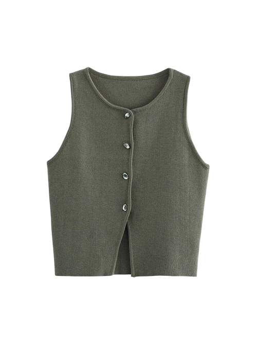 Adele-Knit Button Top