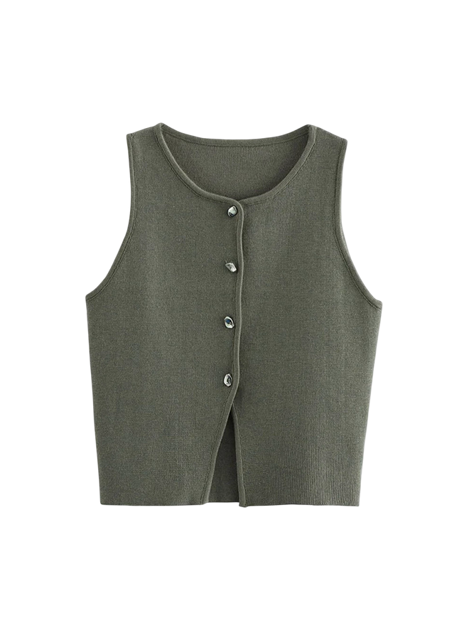 Adele-Knit Button Top