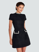 Elise-Pearl Trim Dress