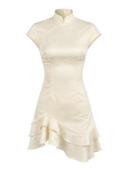 Satin Ruffle Mini Dress
