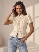 Lace-Up Floral Top