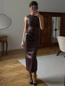 MEERA-Brown Sculpt Gown