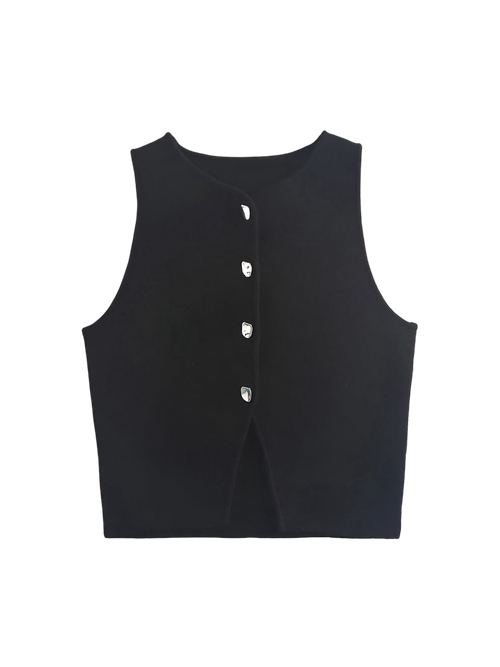 Adele-Knit Button Top