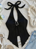 Aria-Pleated Halter Top