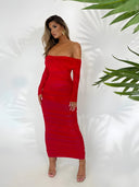 Nora-Mesh Midi Dress