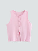 Adele-Knit Button Top