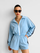 Zoya-Blue Zip Short Set