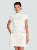 Elise-Pearl Trim Dress