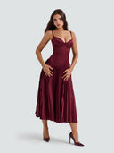 Mira-Satin Pleat Dress