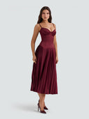 Mira-Satin Pleat Dress