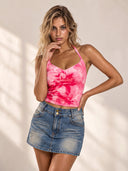 Floral Mesh Halter Top