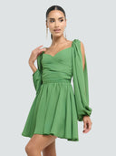 Jolie-Drape Sleeve Dress