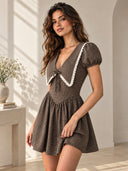 Lace Trim Plaid Dress