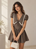 Lace Trim Plaid Dress