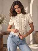 Lace-Up Floral Top