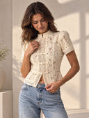 Lace-Up Floral Top