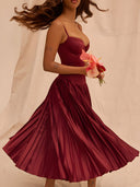 Mira-Satin Pleat Dress