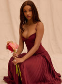 Mira-Satin Pleat Dress